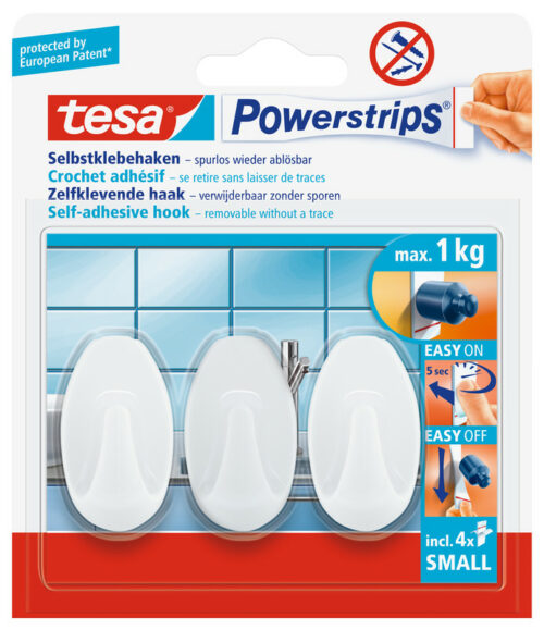 Powerstrips Haken S oval weiss