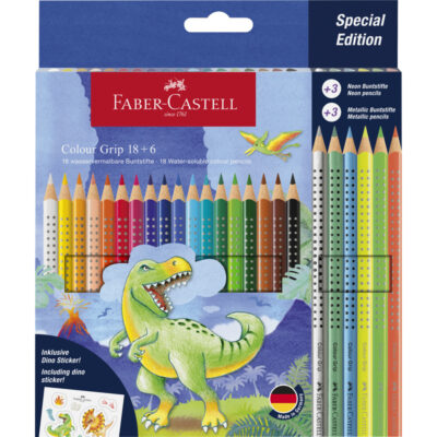 FABER-CASTELL Dreikant-Buntstifte Colour GRIP Dino, 18+6