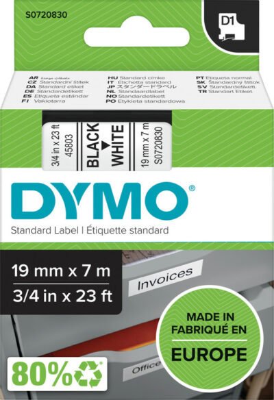 Dymo Band D1 9mm weiss/schwarz