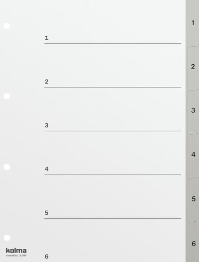 Register Kolmafl.A4 1-6 grau