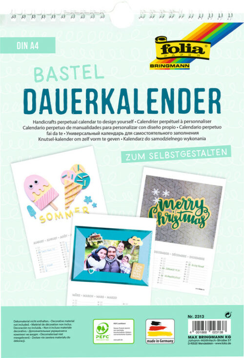 Bastel-Dauerkalender A4 weiss