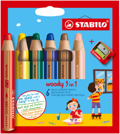 STABILO Woody 3 in 1 Malstifte 6er Karto