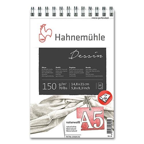 HAHNEMÜHLE SKIZZENBL. 25BL 150G SPIR A5