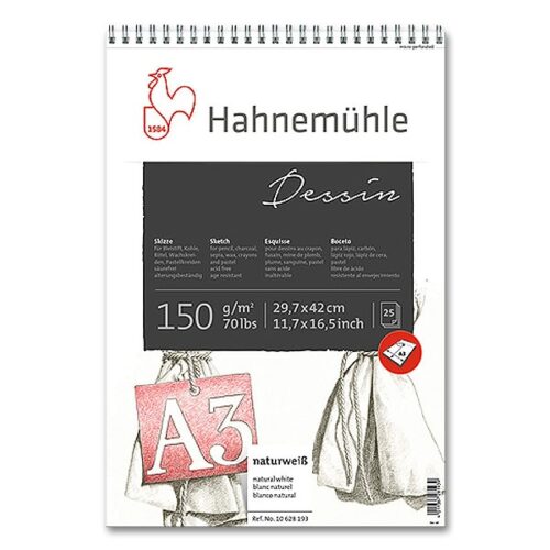 HAHNEMÜHLE SKIZZENBL. 25BL 150G SPIR A3