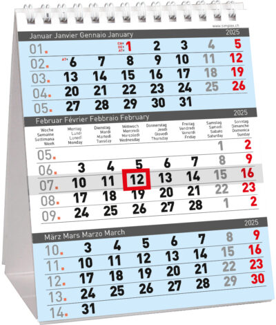 3-Monats-Tischkalender mit Kartonsteller