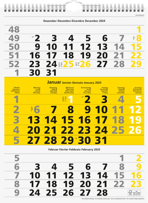 3-Monats-Wandkalender deutsch