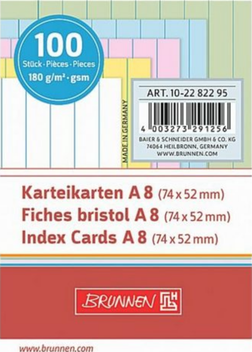 Karteikarten A8 farbig liniert